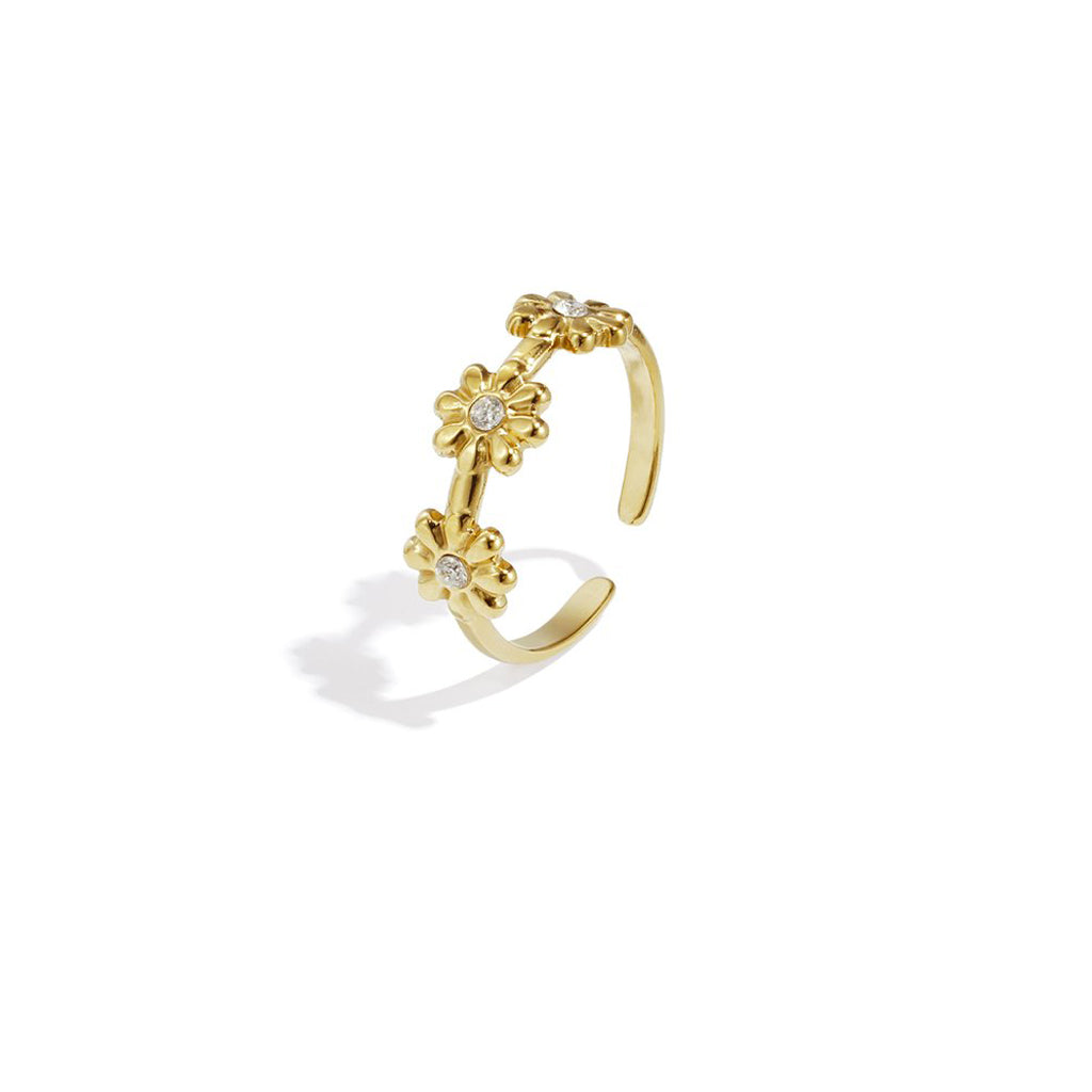 Bloemetjes ring goud