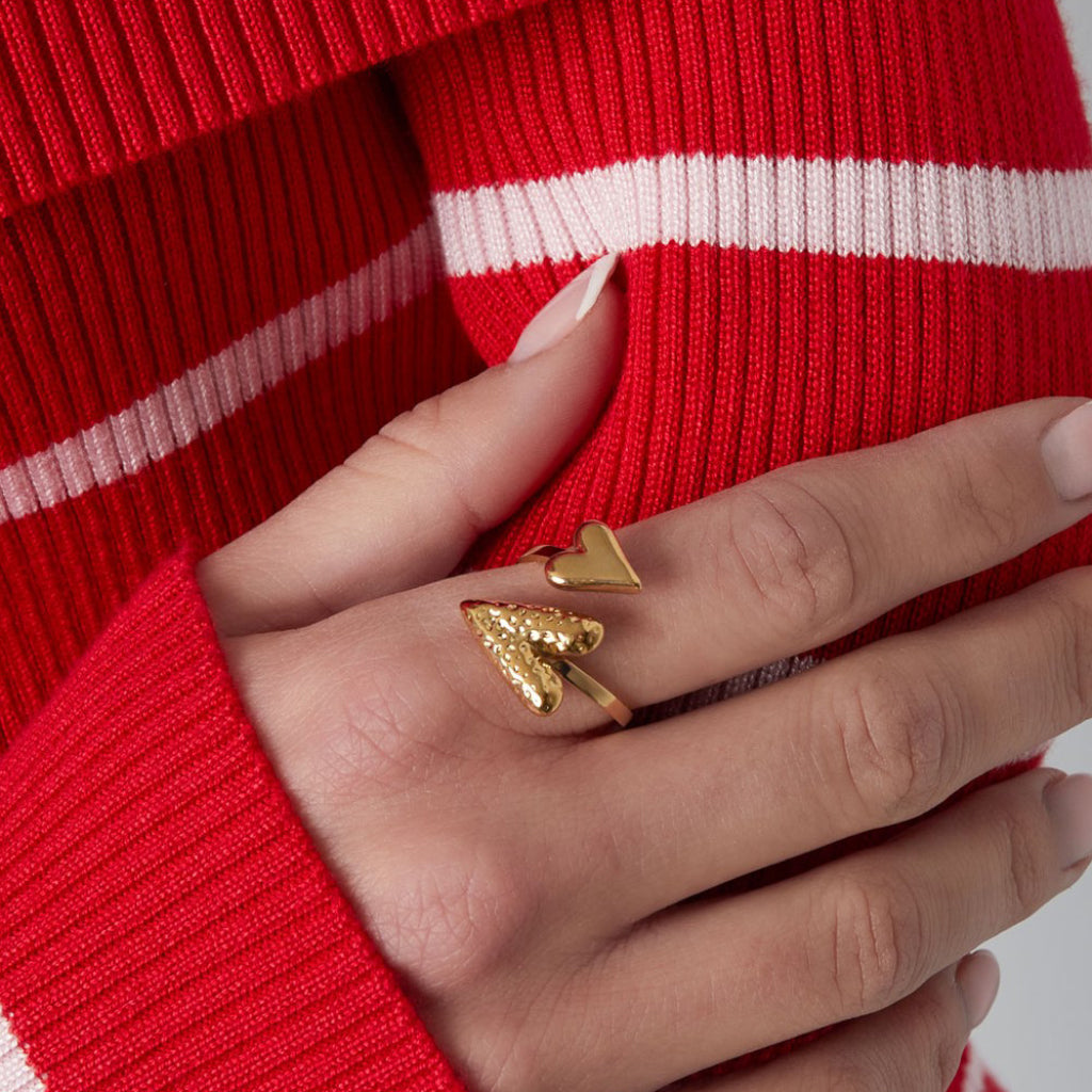 Small double love ring goud