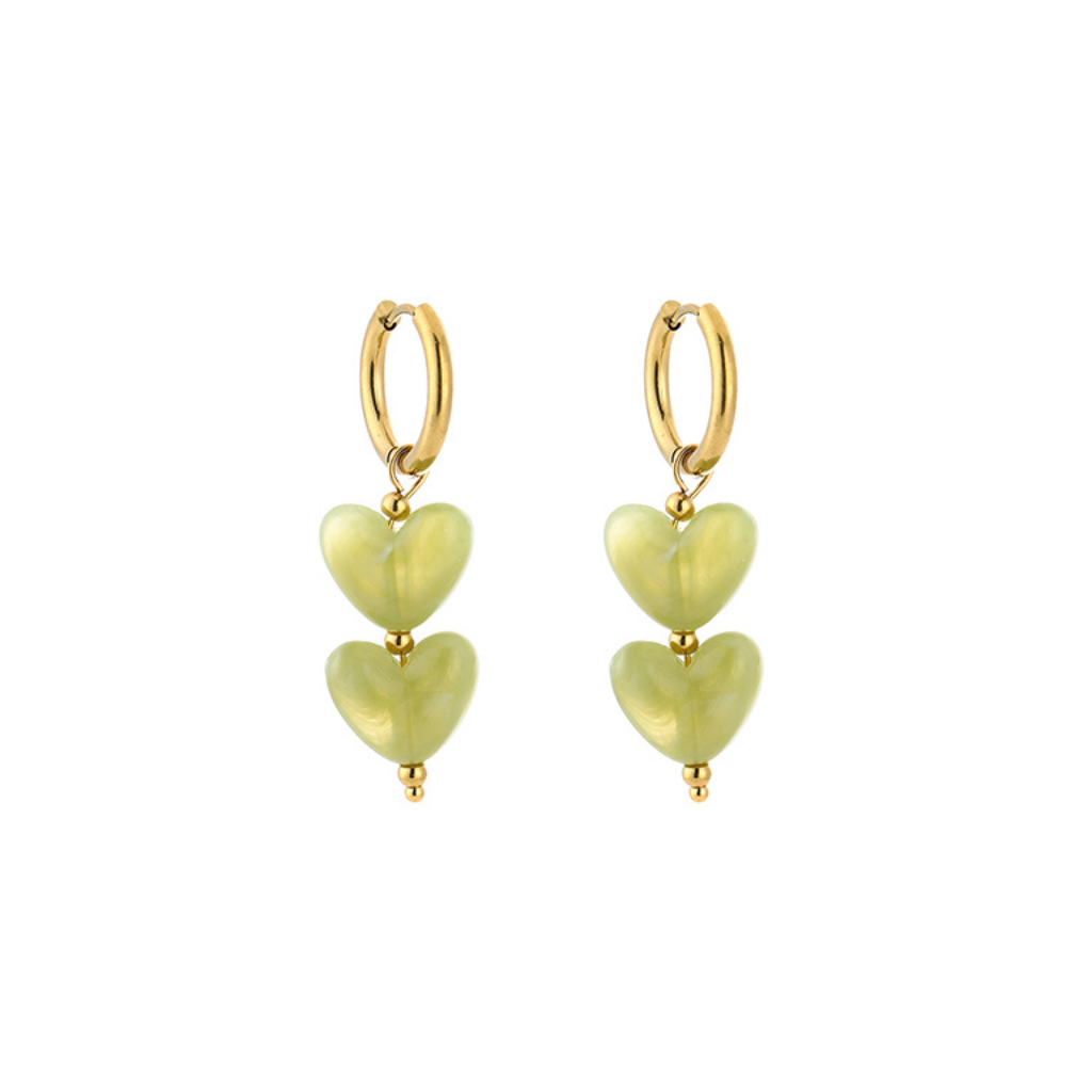 Double hart oorbellen