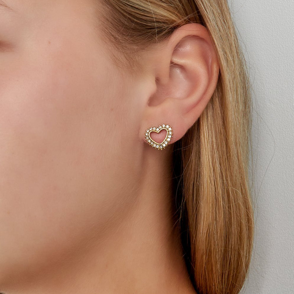 Hart met diamanten studs goud