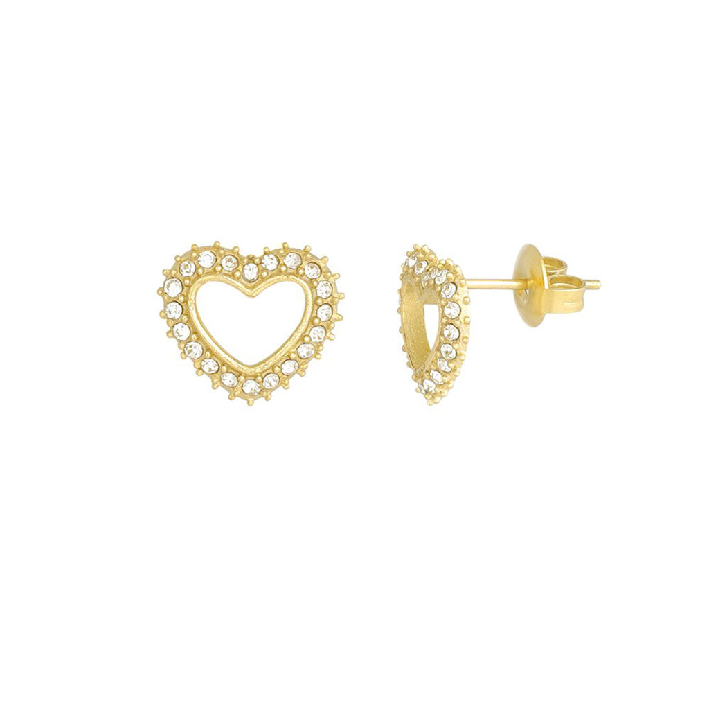 Hart met diamanten studs goud