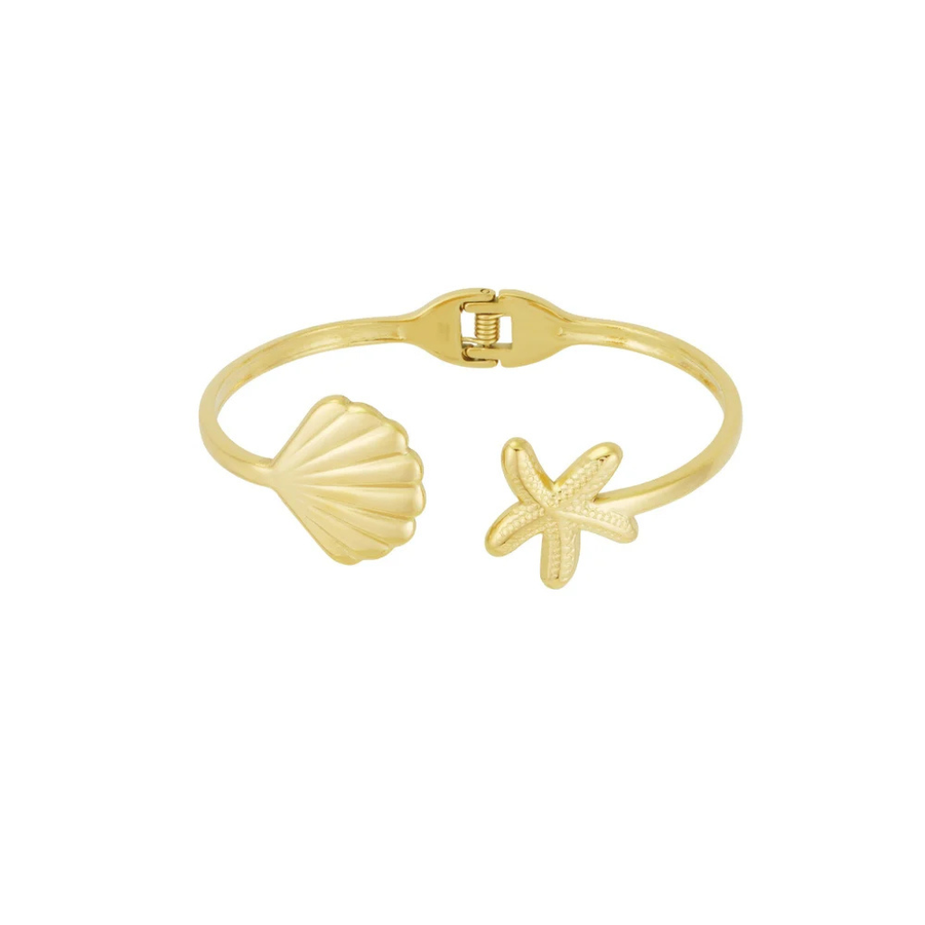 Sea shell armband goud