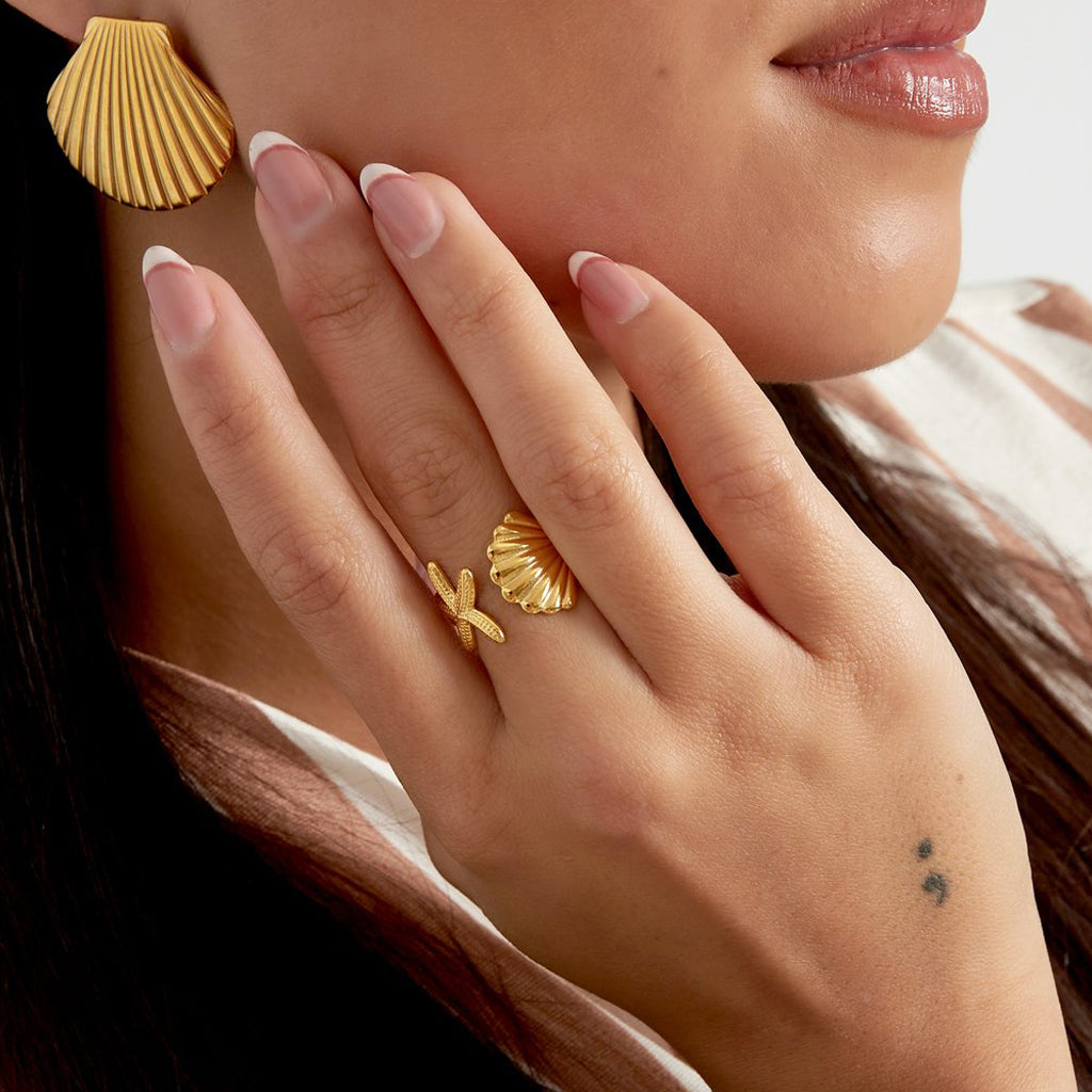 Sea shell ring goud